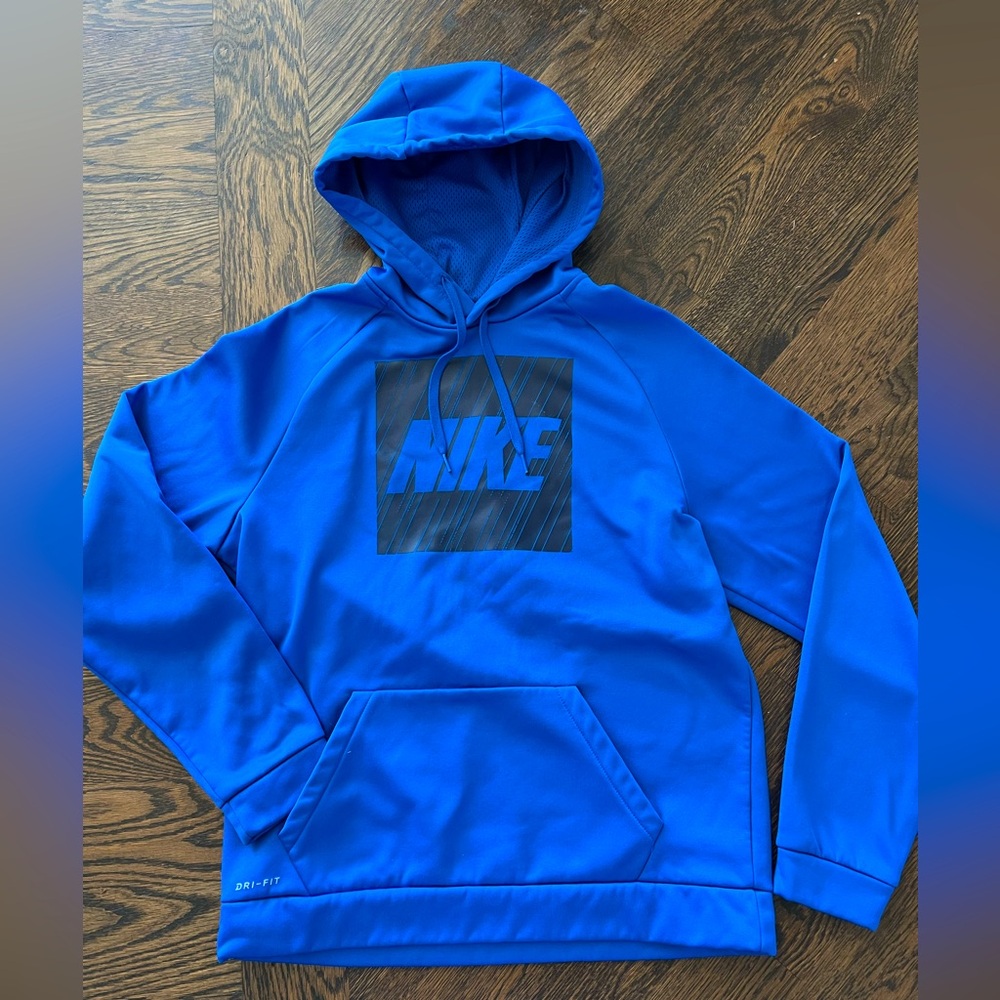 Nike men’s large dry fit royal blue hoodie, kangaroo pocket sweatshirt